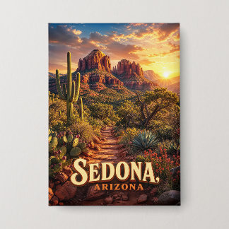 Sedona Arizona Sonnenuntergang Rote Felsen Wüsten Button