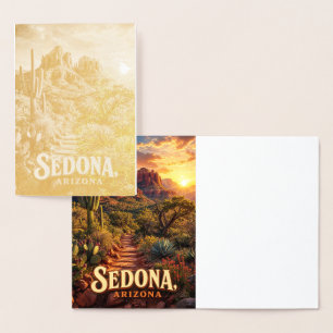 Sedona Arizona Sonnenuntergang Rote Felsen Wüsten Folienkarte