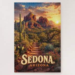 Sedona Arizona Sonnenuntergang Rote Felsen Wüsten  Puzzle
