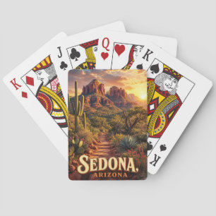 Sedona Arizona Sonnenuntergang Rote Felsen Wüsten Spielkarten