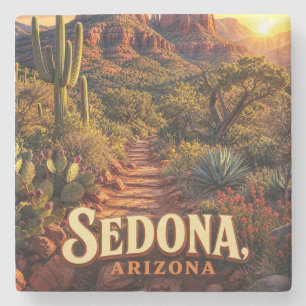 Sedona Arizona Sonnenuntergang Rote Felsen Wüsten  Steinuntersetzer