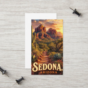Sedona Arizona Sonnenuntergang Rote Felsen Wüsten Telefonnummerkarte