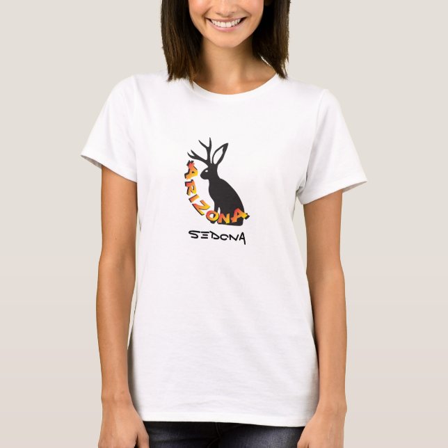 Sedona Arizona Spaß Jackalope T-Shirt (Vorderseite)