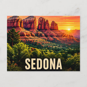 Sedona Arizona USA Rote Felsen Sonnenuntergang Can Postkarte