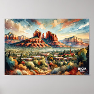 Sedona Arizona USA Travel Places watercolor Poster