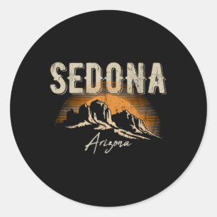 Sedona Arizona Vintage Berge Sonnenuntergang Wande Runder Aufkleber