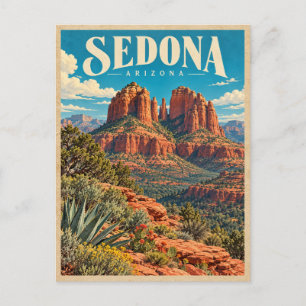 Sedona Arizona Vintage Red Rocks Reise Postkarte