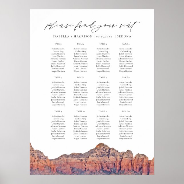 SEDONA-bemalt Skyline-Hochzeitstabelle Poster (Vorne)