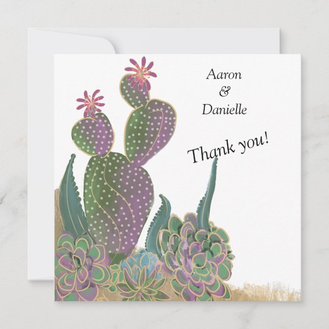 Sedona Cactus Flower Wedding Thank You Card  Dankeskarte (Vorderseite)
