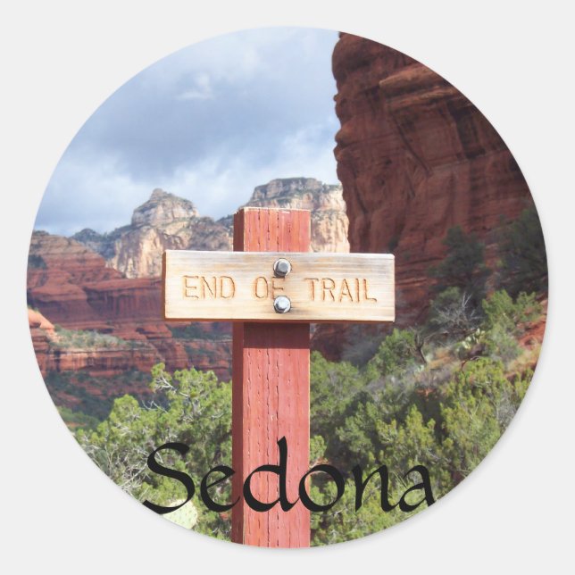 Sedona Ende des Trails Runder Aufkleber (Vorderseite)