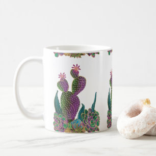 Sedona-Kaktus-Blumen-Fliesen-Design-Tasse Kaffeetasse