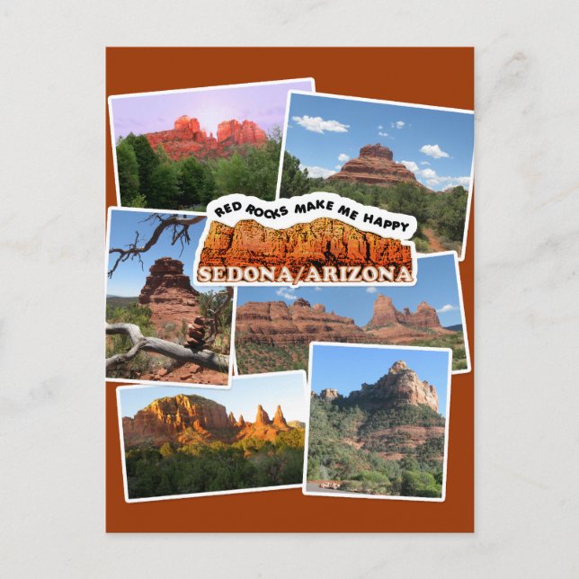 Sedona - Rote Felsen machen mich glücklich! Postkarte (Vorderseite)