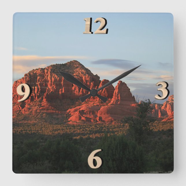 Sedona Sunset Quadratische Wanduhr (Vorderseite)