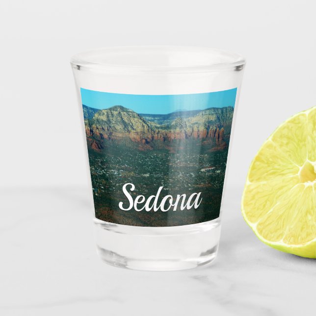 Sedona und Coffee Pot Rock von oben Schnapsglas (Vorderseite)