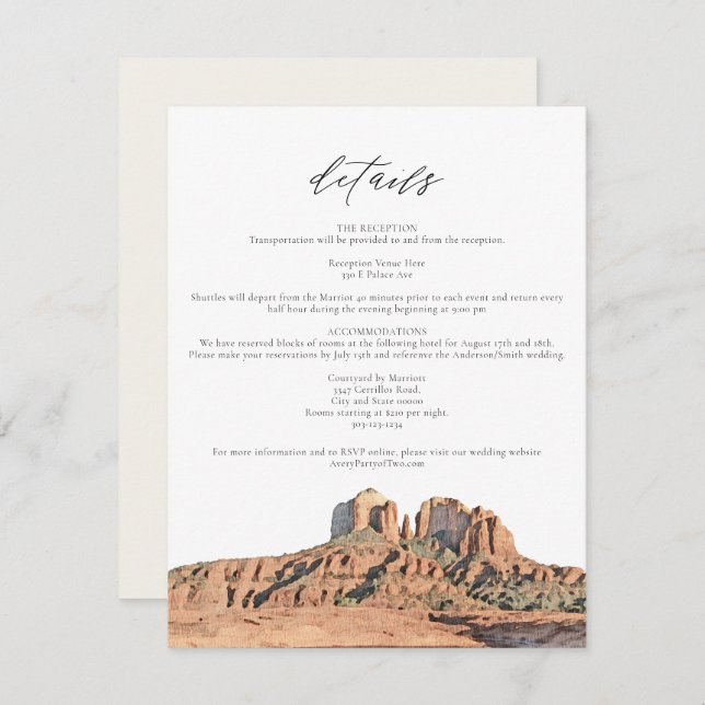 SEDONA Watercolor Wüste Arizona Details Karte (Vorne/Hinten)