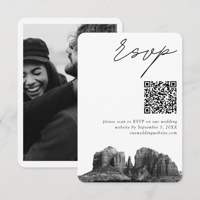 Sedona Wedding Modern UAWG QR Code Begleitkarte (Vorne/Hinten)