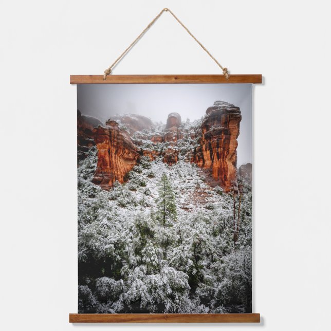 Sedona Winter Canyons Wandteppich Mit Holzrahmen (Vorderseite)
