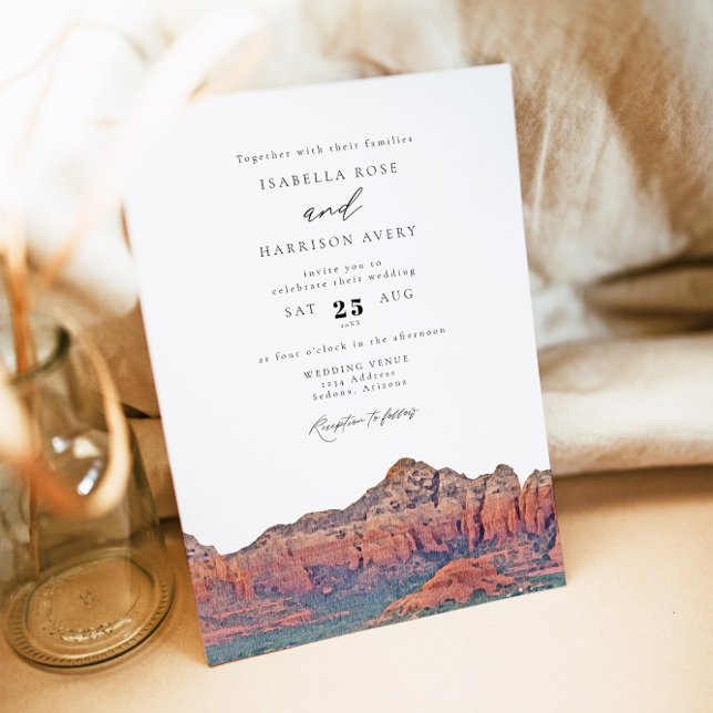 SEDONA Zielort Skyline Boho Foto Wedding Einladung (Von Creator hochgeladen)