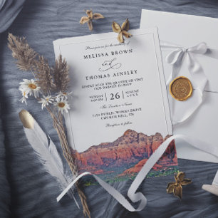 SEDONA Zielort Skyline Boho QR-Code Hochzeit Einladung