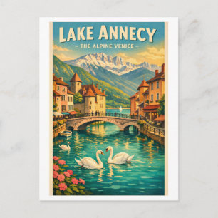 See Annecy, Frankreich, in einer klassischen Retro Postkarte