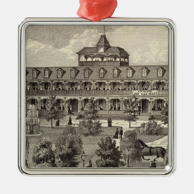 See-Ansicht-Haus in Asbury Park, NJ Silbernes Ornament (Vorne)