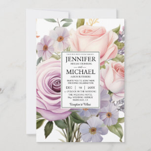 SEE BACK All-in-One Pastel Rose Hochzeit Einladung