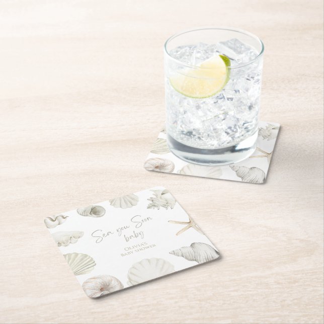 See bald Baby Dusche Rechteckiger Pappuntersetzer (Vor Ort)