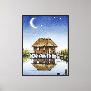 See bei Nacht Leinwanddruck