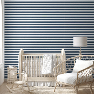 See Blaue und Weiße Klassische Horizontale Streife Tapete