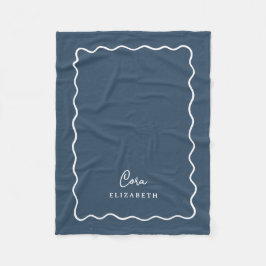 See Blaue Wellenrand Monogramm Fleecedecke