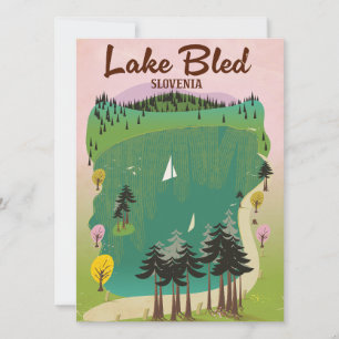 See Bled im Vintage-Stil-Reiseplakat Slowenien