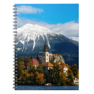 See blutete Landschaft im Herbst Notizblock