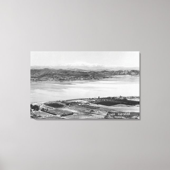See Elsinore, CA Luftstadt und Seeblick Leinwanddruck (Vorderseite)