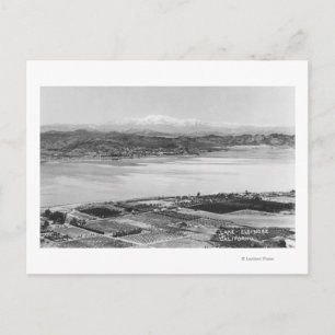 See Elsinore, CA Luftstadt und Seeblick Postkarte