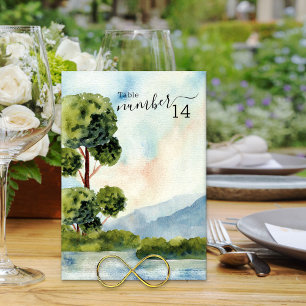 See Evergreen Aquarell Hochzeit Editierbar Tischnummer
