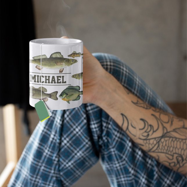 See Fischen Nord Niedlicher Fischer Personalisiert Kaffeetasse (Freshwater Fish Customized Name Mug)