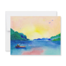 See-Fischen-Ruhestand in der Aquarell-Einladung