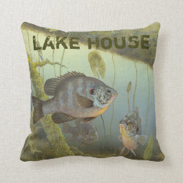 See-Haus-Felsen-Bass-Stangen-Fischen Kissen