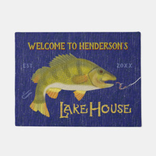 See-Haus-rustikale Seebass-Fische personalisiert Fußmatte