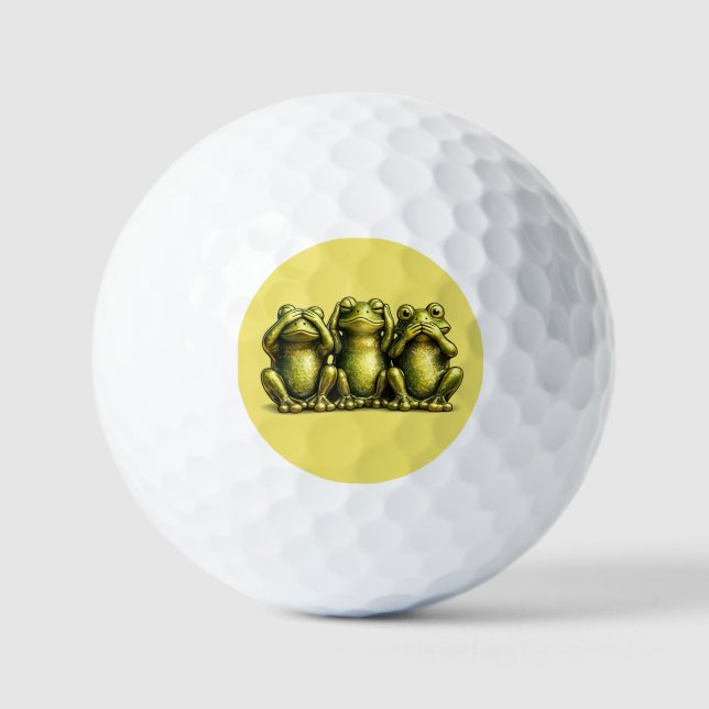 See Hear Speak No Evil Funny Frogs Golfball (Vorderseite)