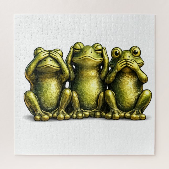 See Hear Speak No Evil Funny Frogs Puzzle (Vertikal)