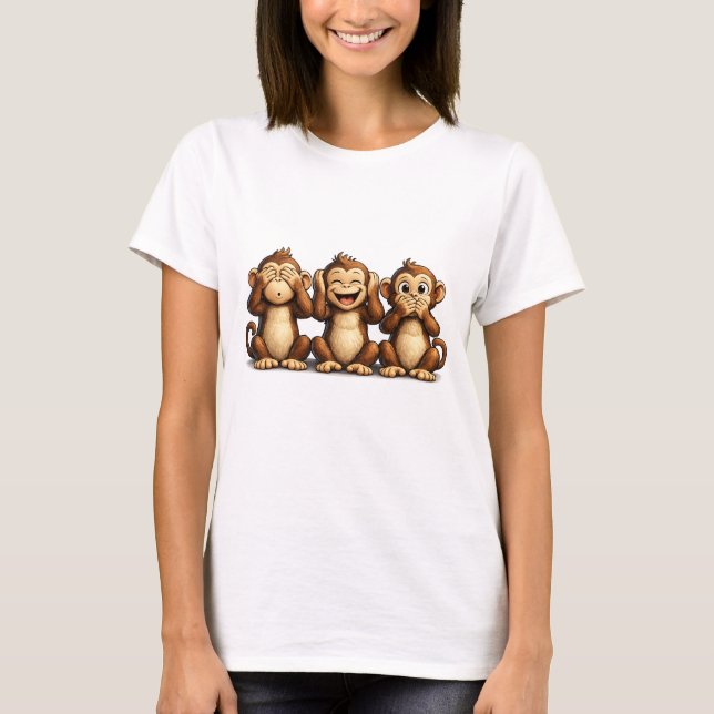 See Hear Speak No Evil Funny Monkeys Shirt (Vorderseite)