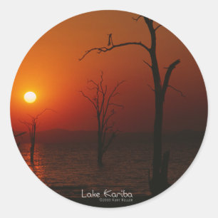 See Kariba Sonnenuntergang-Aufkleber Runder Aufkleber
