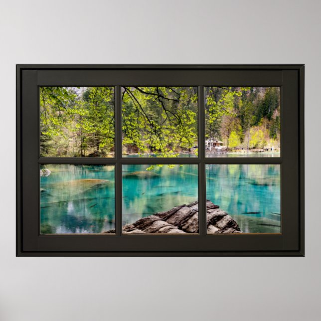 See - Lagunenlandschaft Schwarze Imitate FensterIl Poster (Vorne)