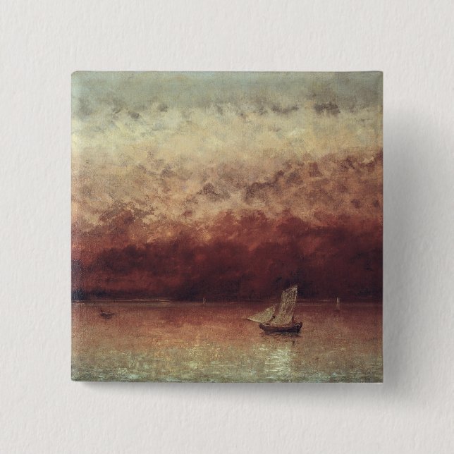 See Leman mit untergehender Sonne, c.1876 Button (Vorderseite)