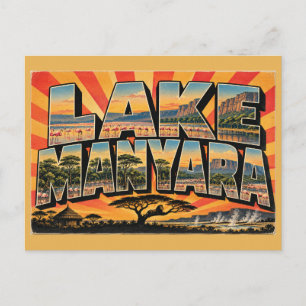 See Manyara baumkletternde Löwen Vintage-Kunst Postkarte