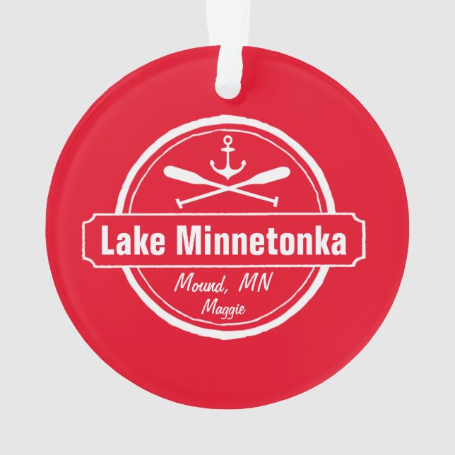 See Minnetonka Minnesota Ankerstadt und -name Ornament (Rückseite)