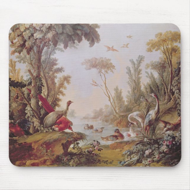 See mit Gänsen, Störchen, Papageien und Reihern Mousepad (Vorne)