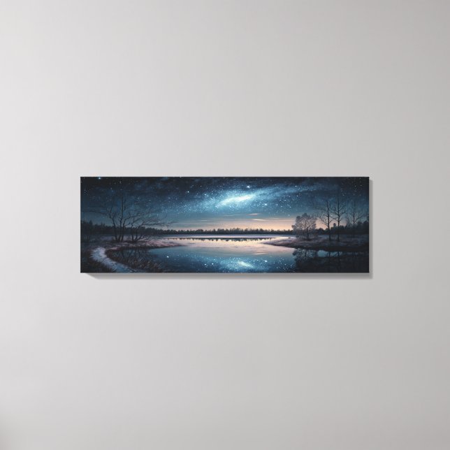 See Night Starry Sky Landschaft Leinwanddruck (Vorderseite)