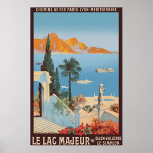 See- oder Lago Maggiore Italien Vintage Reiseposte Poster